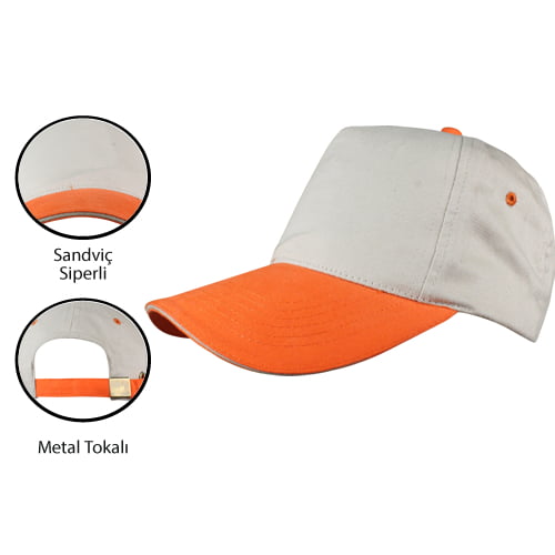 Pamuklu Bej Renkli Sandviç Siperli Şapka - Görsel 3