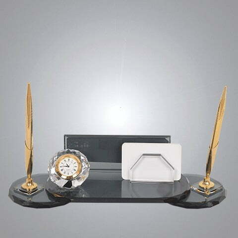 Kristal Masa İsimliği Çift Kalemli 10x32 cm 1 201