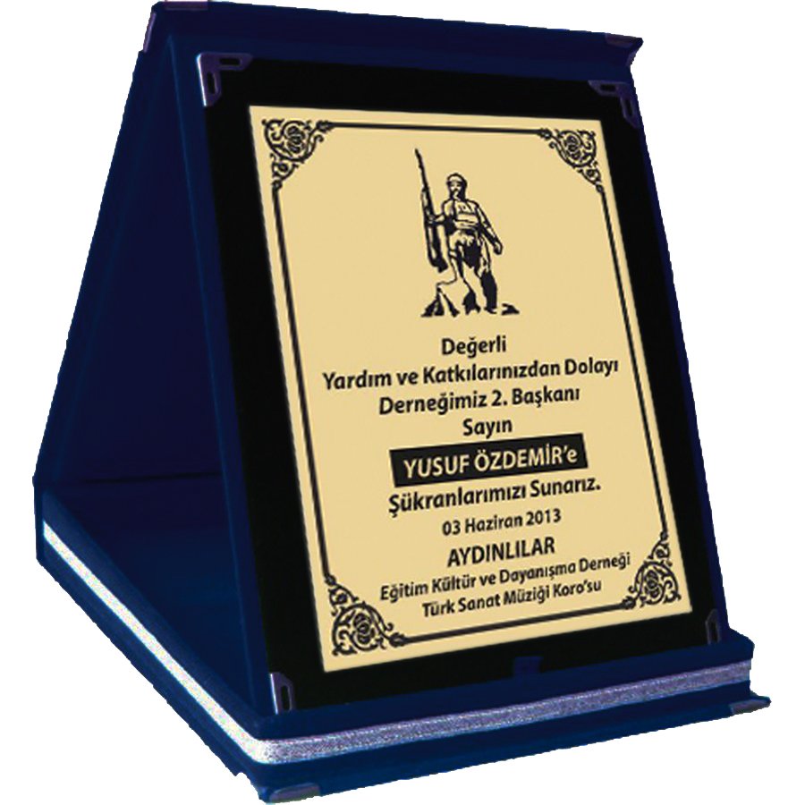 Classic Shop 85 Kadife Plaket Lacivert 15x20 cm - Asker Plaket