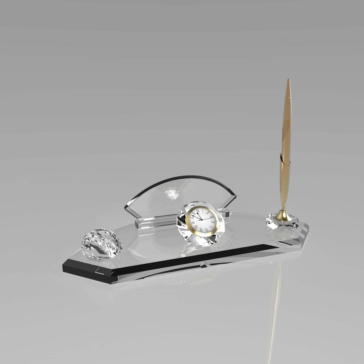 Kristal Masa İsimliği - Oval Şeffaf Cam 13X30 cm 1 509