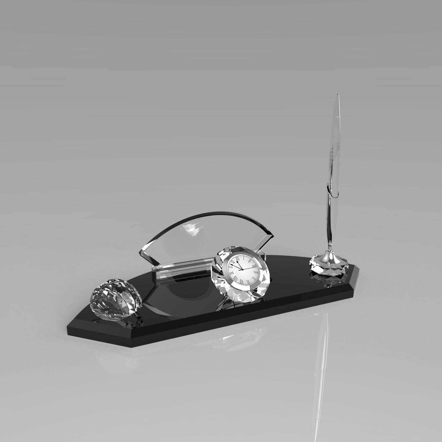 Kristal Masa İsimliği - Oval Siyah Cam 13X30 cm 1 510