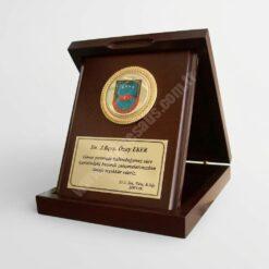 Ahşap Kutulu Madalyalı Askeri Plaket 15x20 Dik