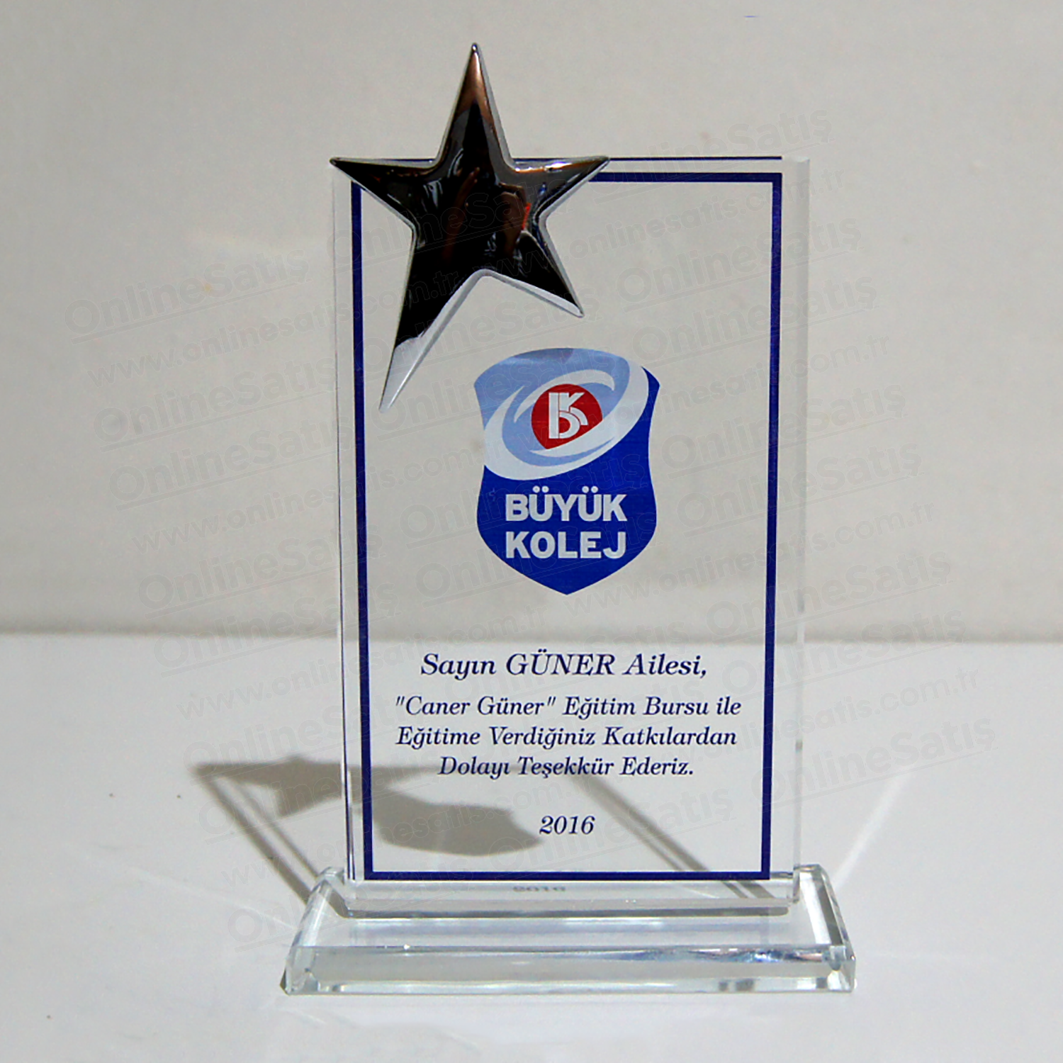 Yıldızlı Ekonomik Şeffaf Kristal Plaket