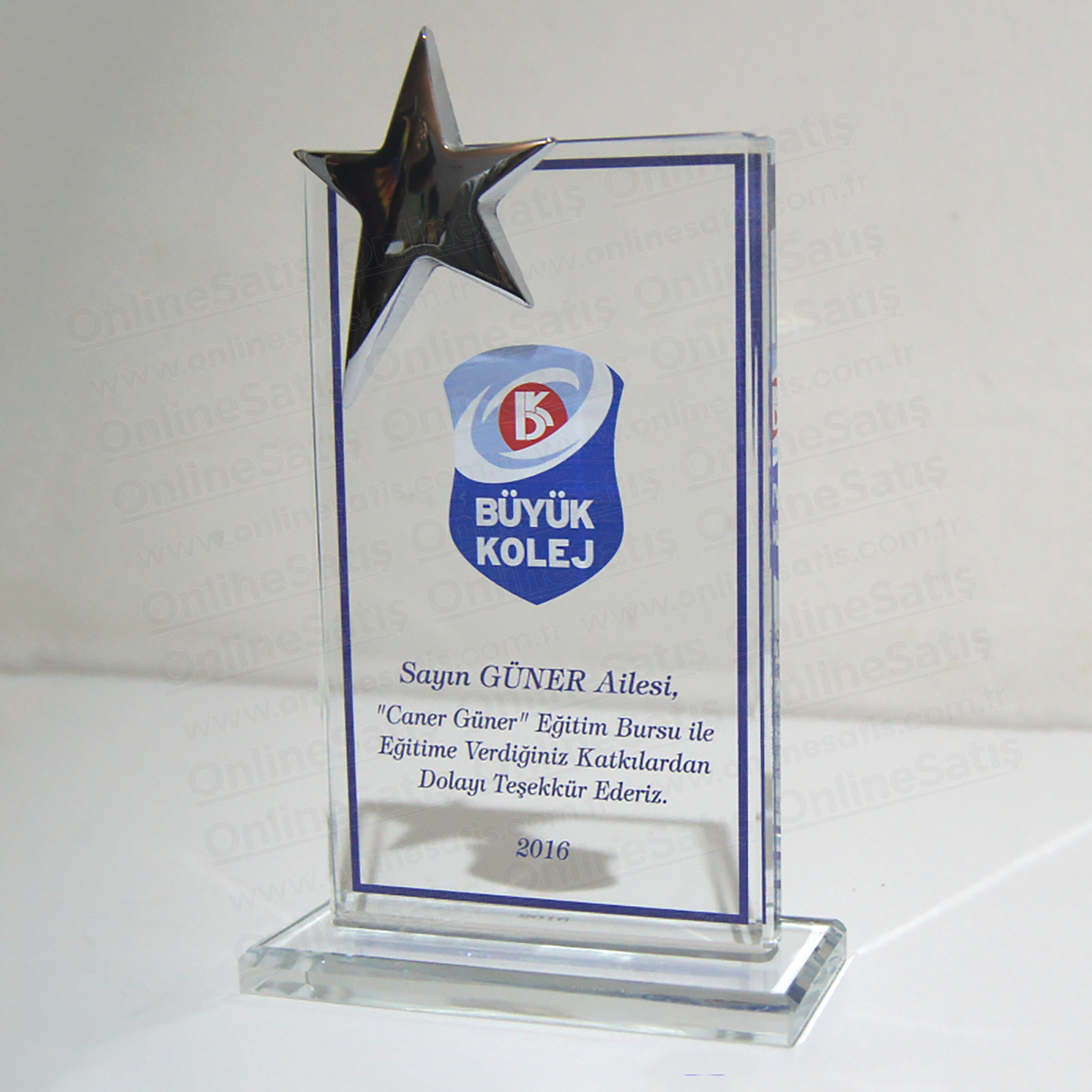 Yıldızlı Ekonomik Şeffaf Kristal Plaket - Görsel 2