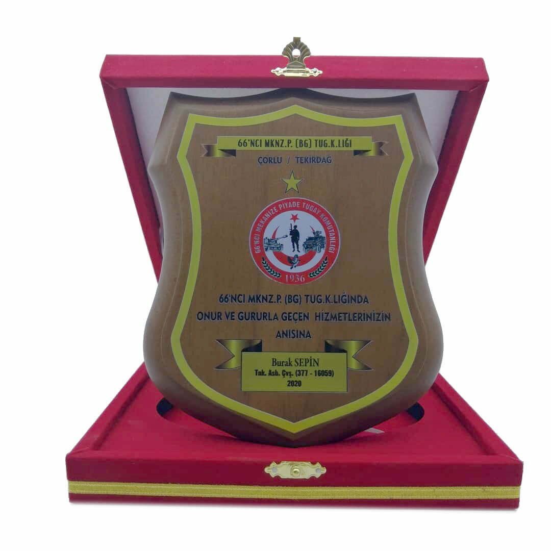 Ahşap Kalkan Uv Baskılı Askeri Plaket
