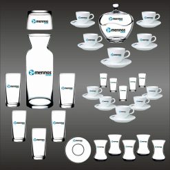 Classic Shop 28 Logo Baskılı 100 Parça Cam - Porselen Ofis İkramlık Seti