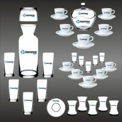 Logo Baskılı 100 Parça Cam - Porselen Ofis İkramlık Seti