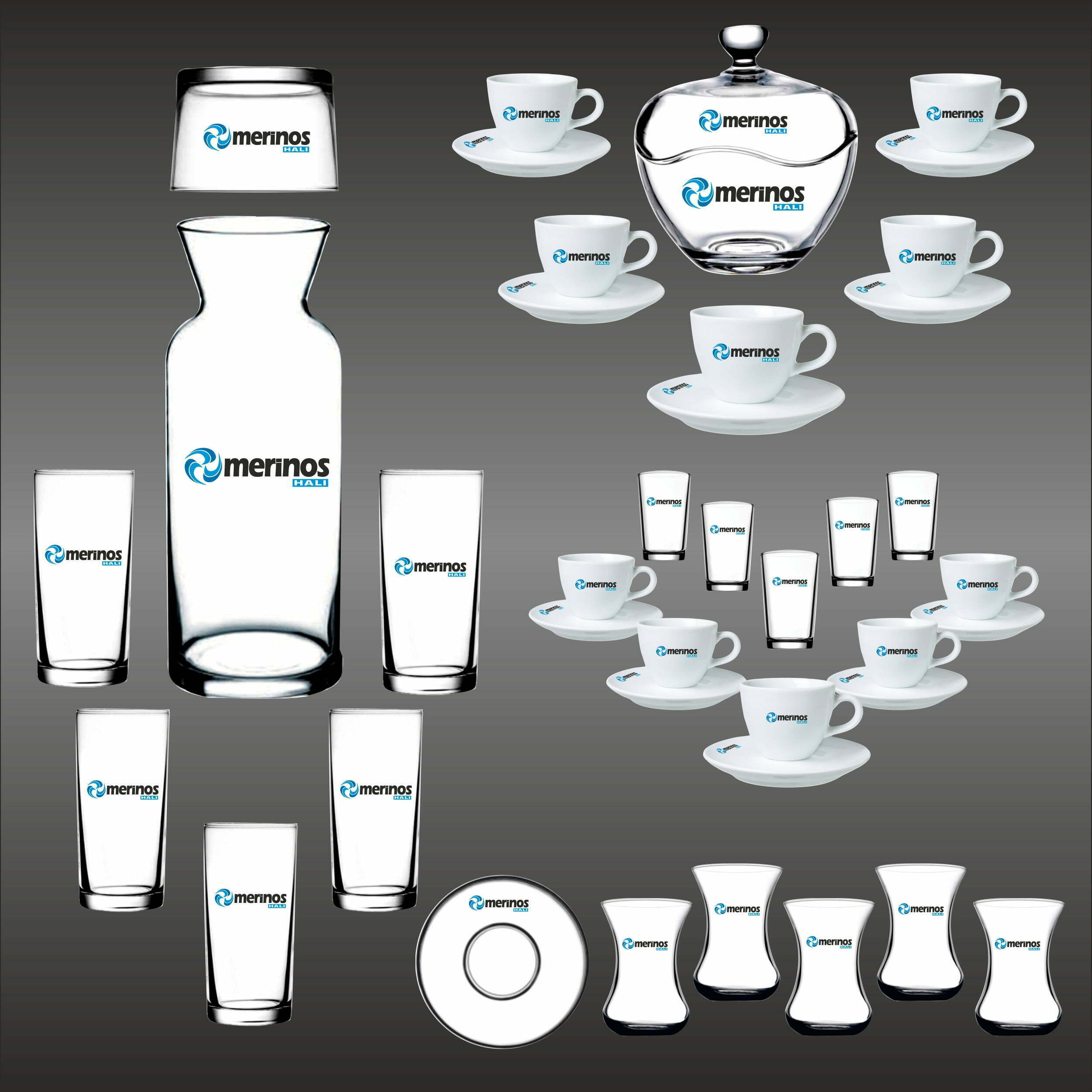 Logo Baskılı 100 Parça Cam - Porselen Ofis İkramlık Seti
