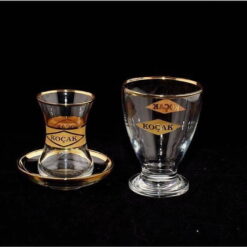 Altın Yaldızlı Logolu Çay ve Nektar Su Bardağı