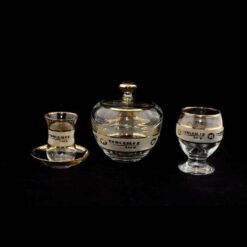 Classic Shop 37 Altın Yaldızlı Logolu Çay, Nektar Su Bardağı, Şekerlik