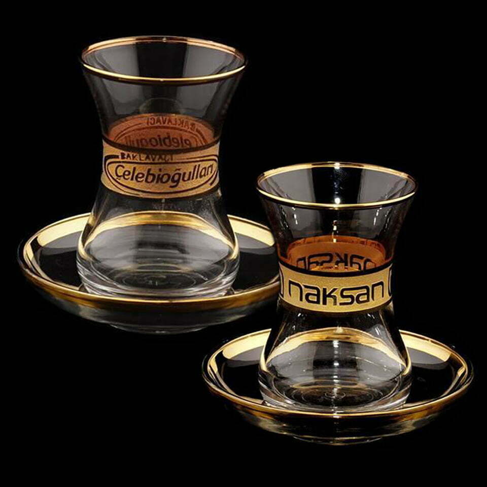 Altın Yaldızlı Logolu Çay Bardağı 1 Altın Yaldızlı Logolu Çay Bardağı