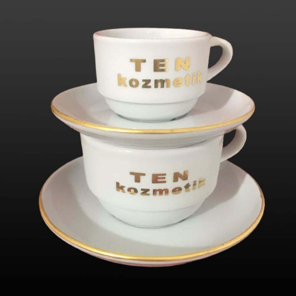 Altın Yaldızlı Baskılı Kahve, Çay Ve Nescafe Fincanı - Knç-04