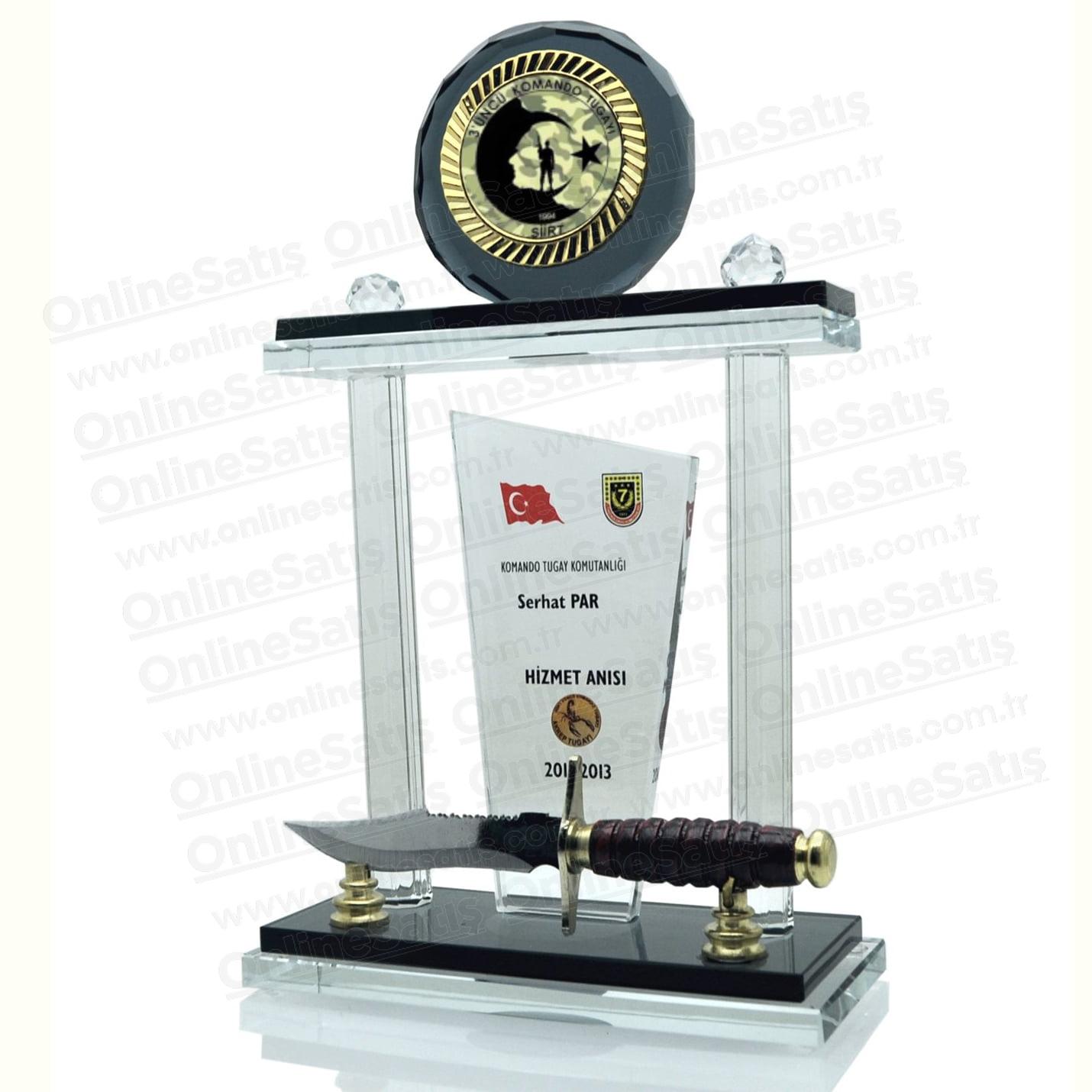 Classic Shop 62 Komando Bıçaklı Vip Askeri Kristal Plaket ŞLT-107