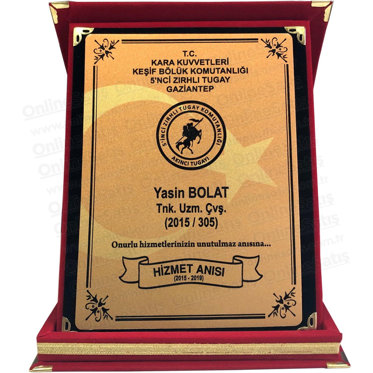 Classic Shop 59 Kırmızı Kadife Asker Plaket - 12x16