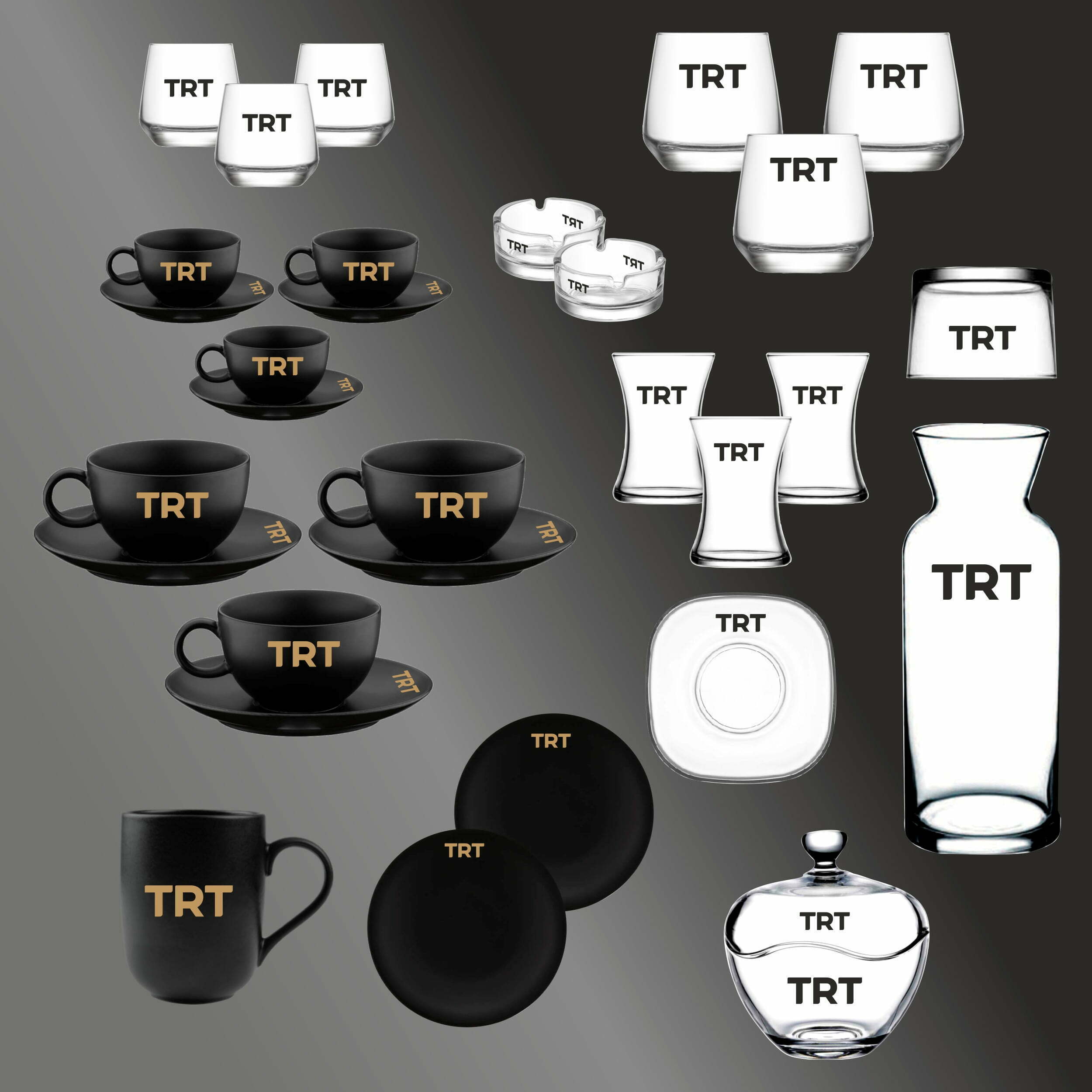 Logo Baskılı 140 Parça Cam - Porselen Ofis İkram Seti