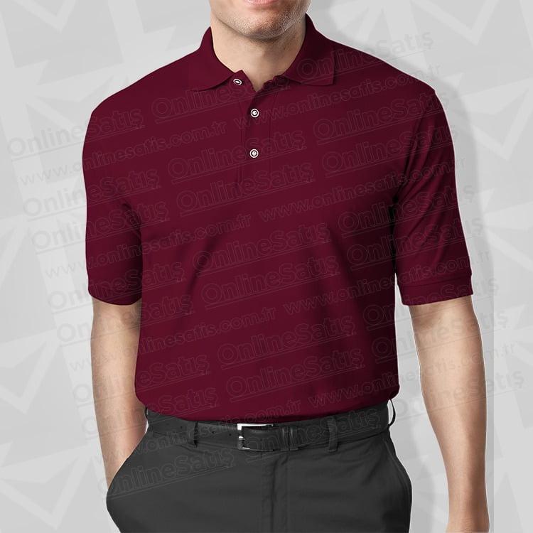 Amerikan Pike Lacoste Polo Yaka Tişört (Özel Üretim) 5 Bordo Lacoste Yaka Logo Baskili