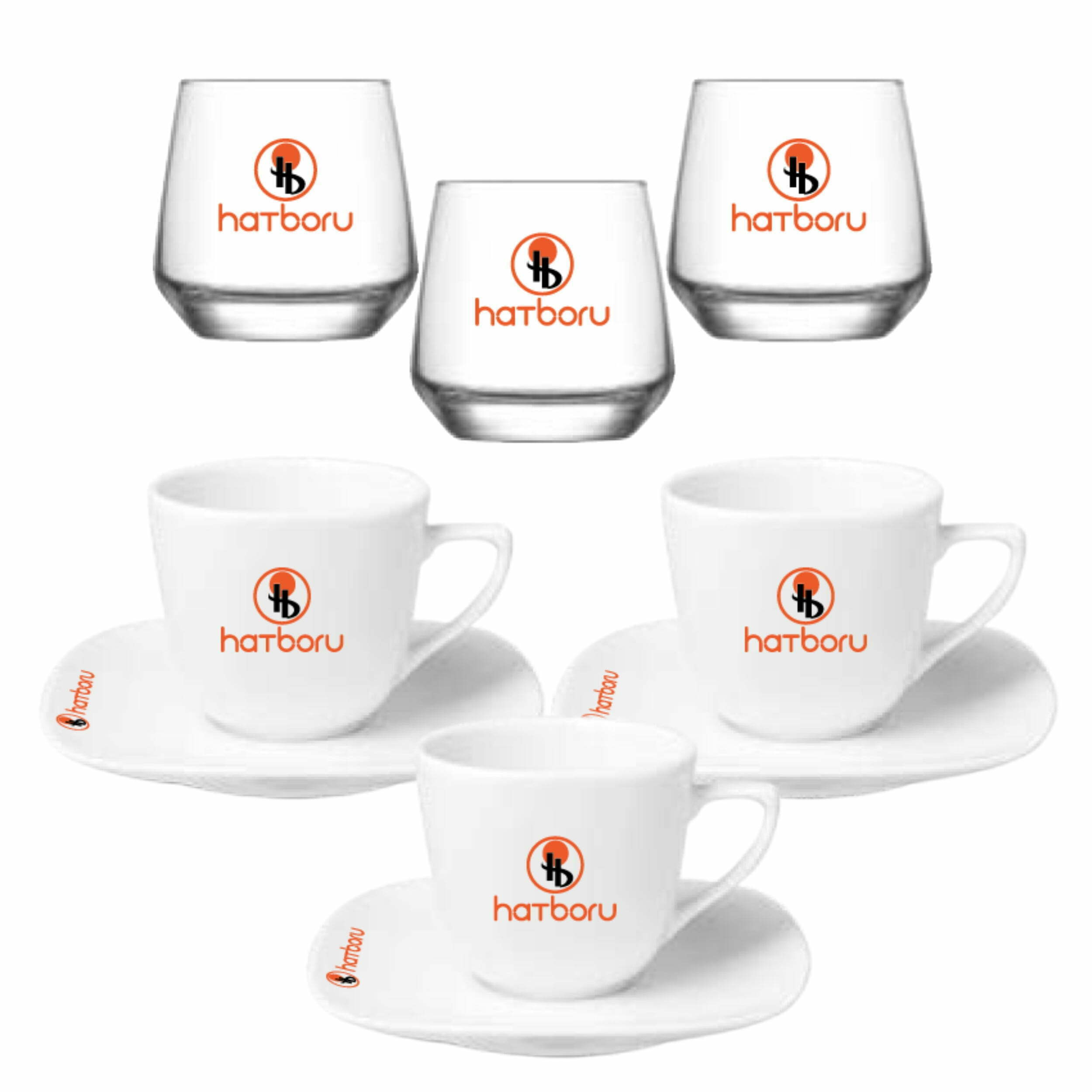 Logo Baskılı 140 Parça Cam - Porselen İkramlık Seti - Görsel 2