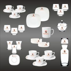 Classic Shop 35 Logo Baskılı 140 Parça Cam - Porselen İkramlık Seti