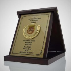 Ahşap Kutulu Madalyalı Askeri Plaket 15x20 Dik