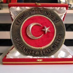 Ayyıldız Kadife Üzeri Filografi Bakır Tabak Plaket