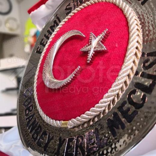 Ayyıldız Kadife Üzeri Filografi Bakır Tabak Plaket 3 Ayyıldız Kadife Üzeri Filografi Bakır Tabak Plaket - Görsel 3