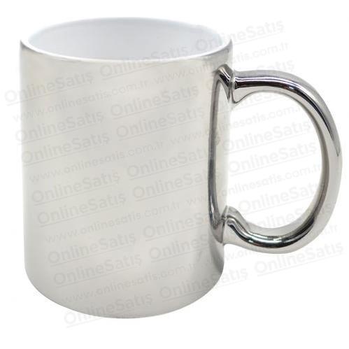 Sublimasyon Metalik Gümüş Yaldız Kupa - Görsel 2