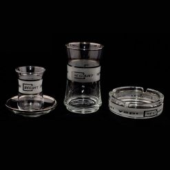 Classic Shop 28 Gümüş Yaldızlı Logolu Kumlama Çay, Nektar Su Bardağı, Küllük