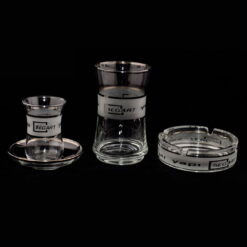 Gümüş Yaldızlı Logolu Kumlama Çay, Nektar Su Bardağı, Küllük