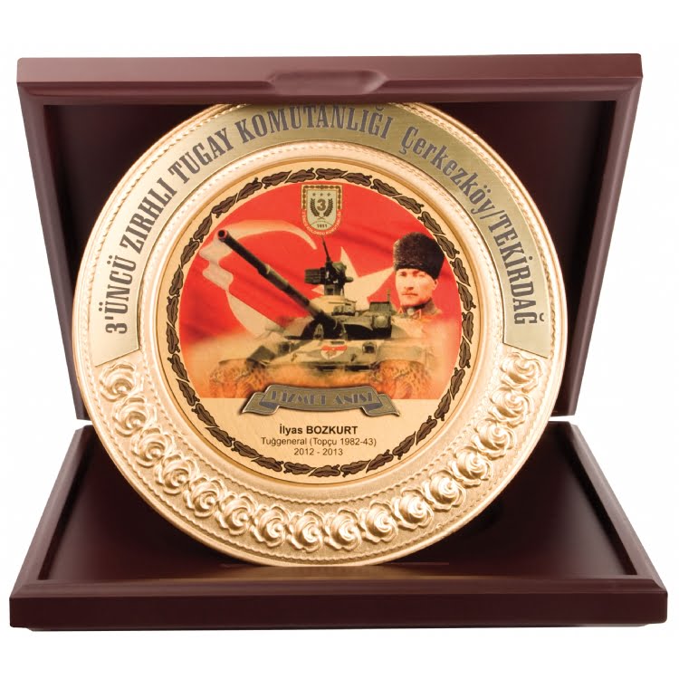 Classic Shop 74 Askeri Hizmet Anısı Ahşap Kutulu Tabak Plaket