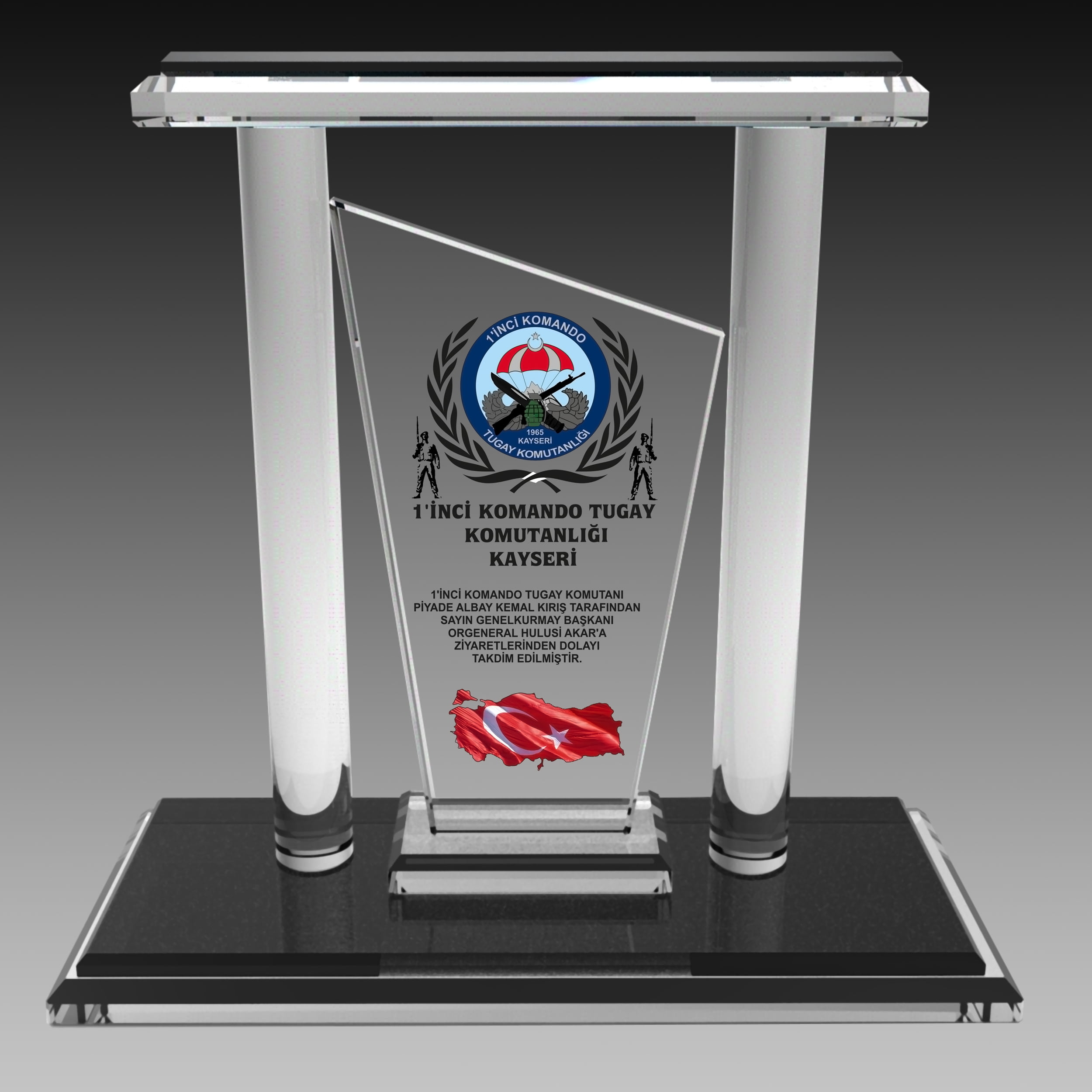 Classic Shop 67 Askeri Hizmet Anısı Anıt Kristal Plaket ŞLT-103