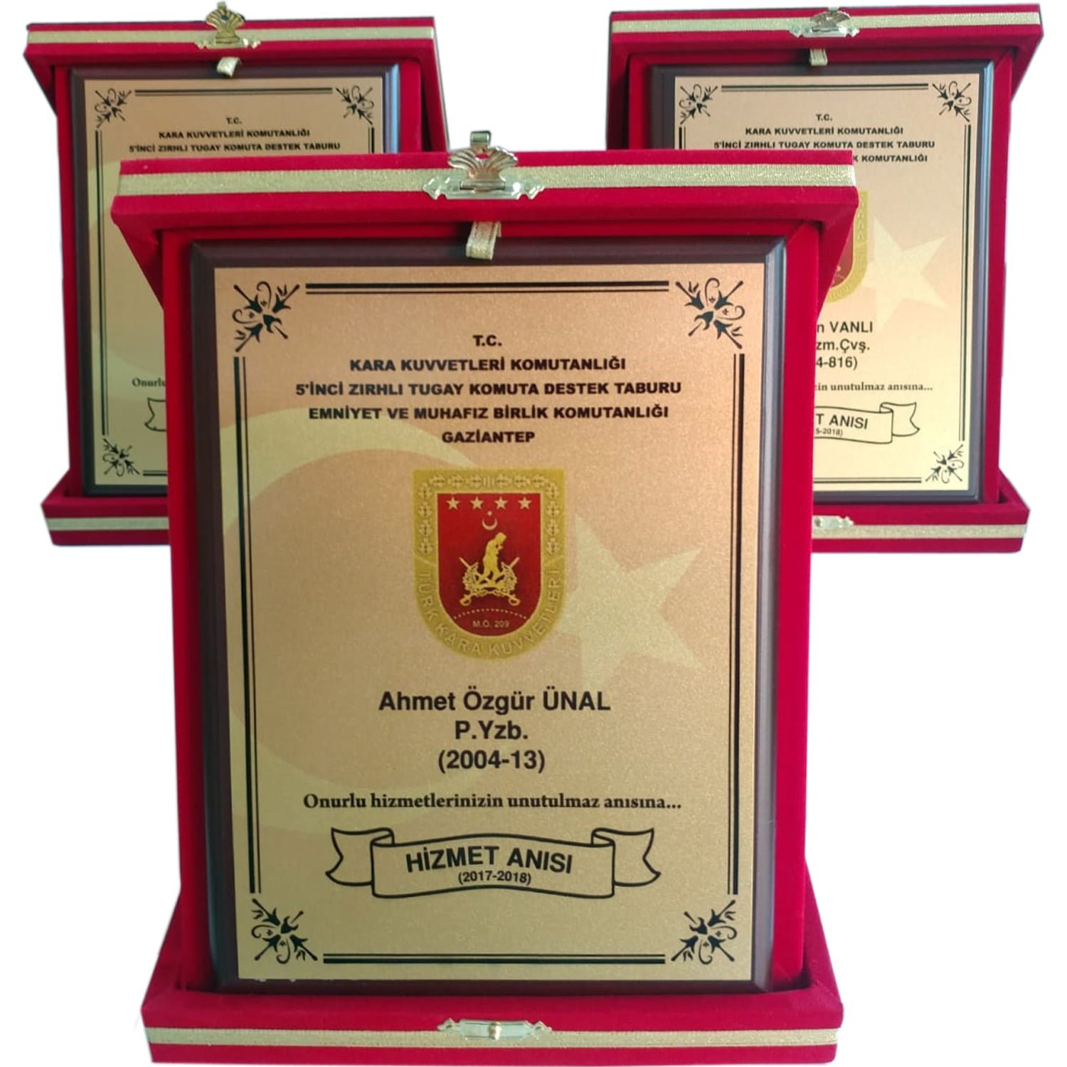 Kırmızı Kadife Kutulu Askeri Ahşaplı Plaket 12x16 - Görsel 2