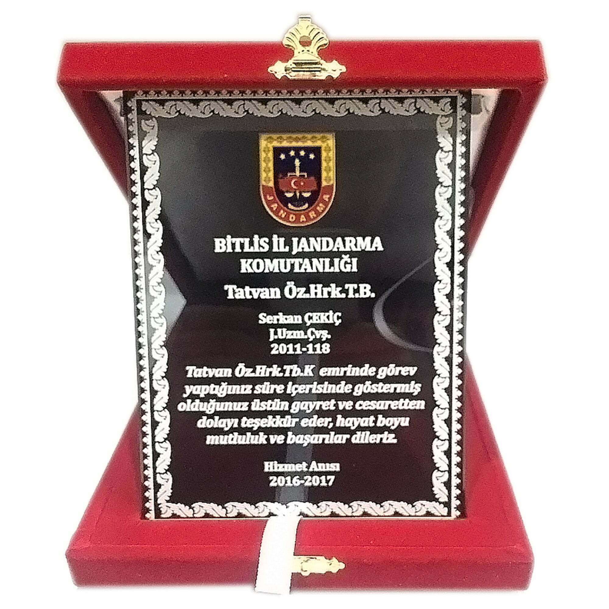 Askeri Hizmet Anısı Albüm Dikey Kristal Plaket