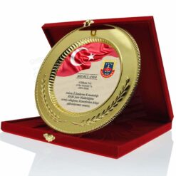 Askeri Hizmet Anısı Kadife Kutulu Tabak Plaket