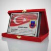 Kadife Kutulu Yatay Ahşap Hizmeti Anısı Askeri Plaket