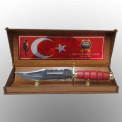 Ahşap Kutulu Hediyelik Baskılı Askeri Komando Bıçağı Şilt