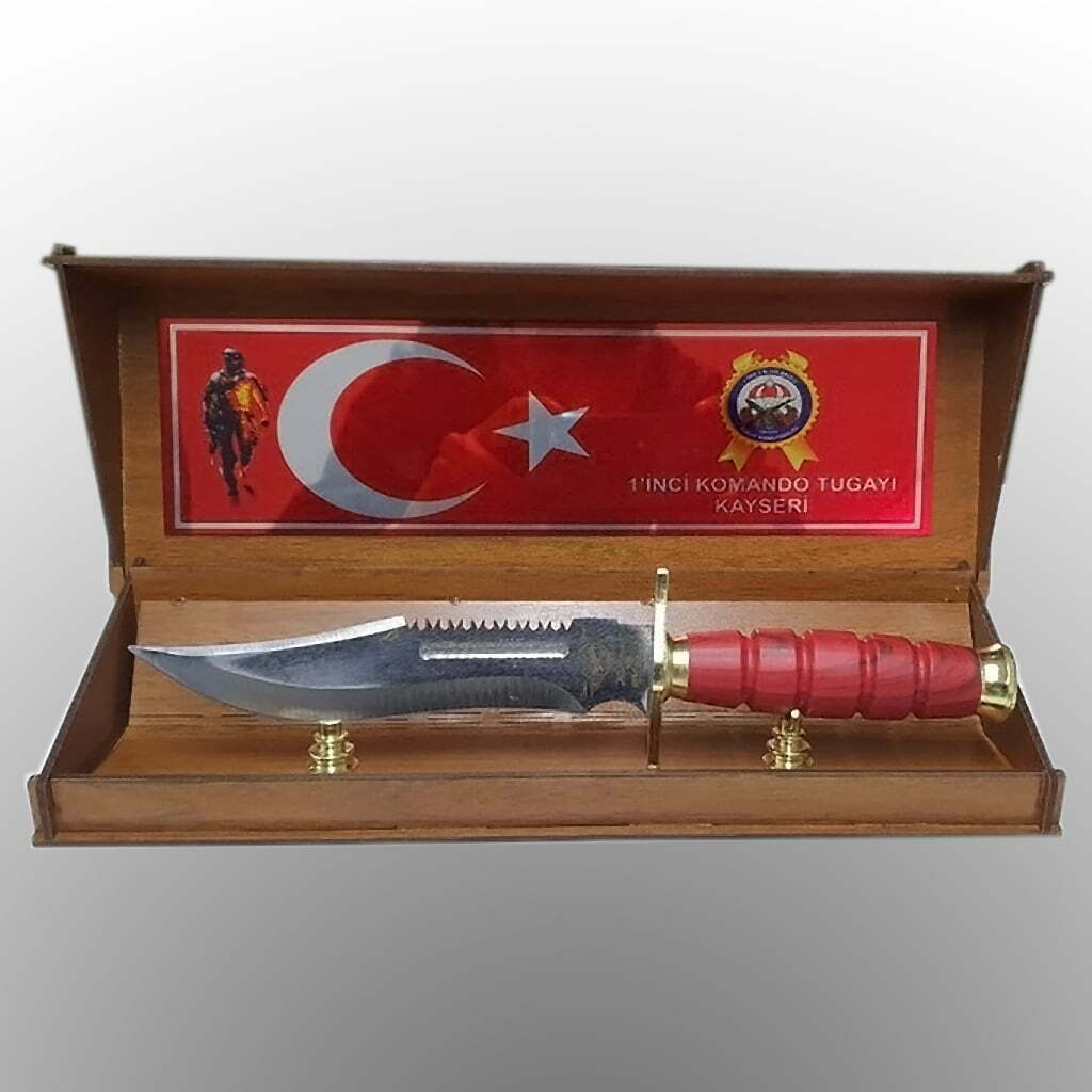 Ahşap Kutulu Hediyelik Baskılı Askeri Komando Bıçağı Şilt 1 Ahşap Kutulu Hediyelik Baskılı Askeri Komando Bıçağı Şilt