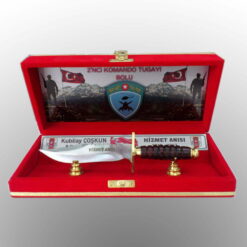 Kadife Kutulu Hediyelik Baskılı Askeri Komando Bıçağı Şilt