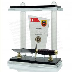 Komando Bıçaklı Vip Askeri Kristal Plaket ŞLT-109