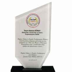 Kişiye Özel Destek ve Teşekkür Kristal Plaketi - IR12