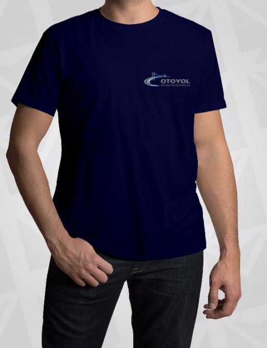 Pamuklu Renkli Bisiklet Yaka Tişört 6 Lacivert Subrem Kumas Tisort