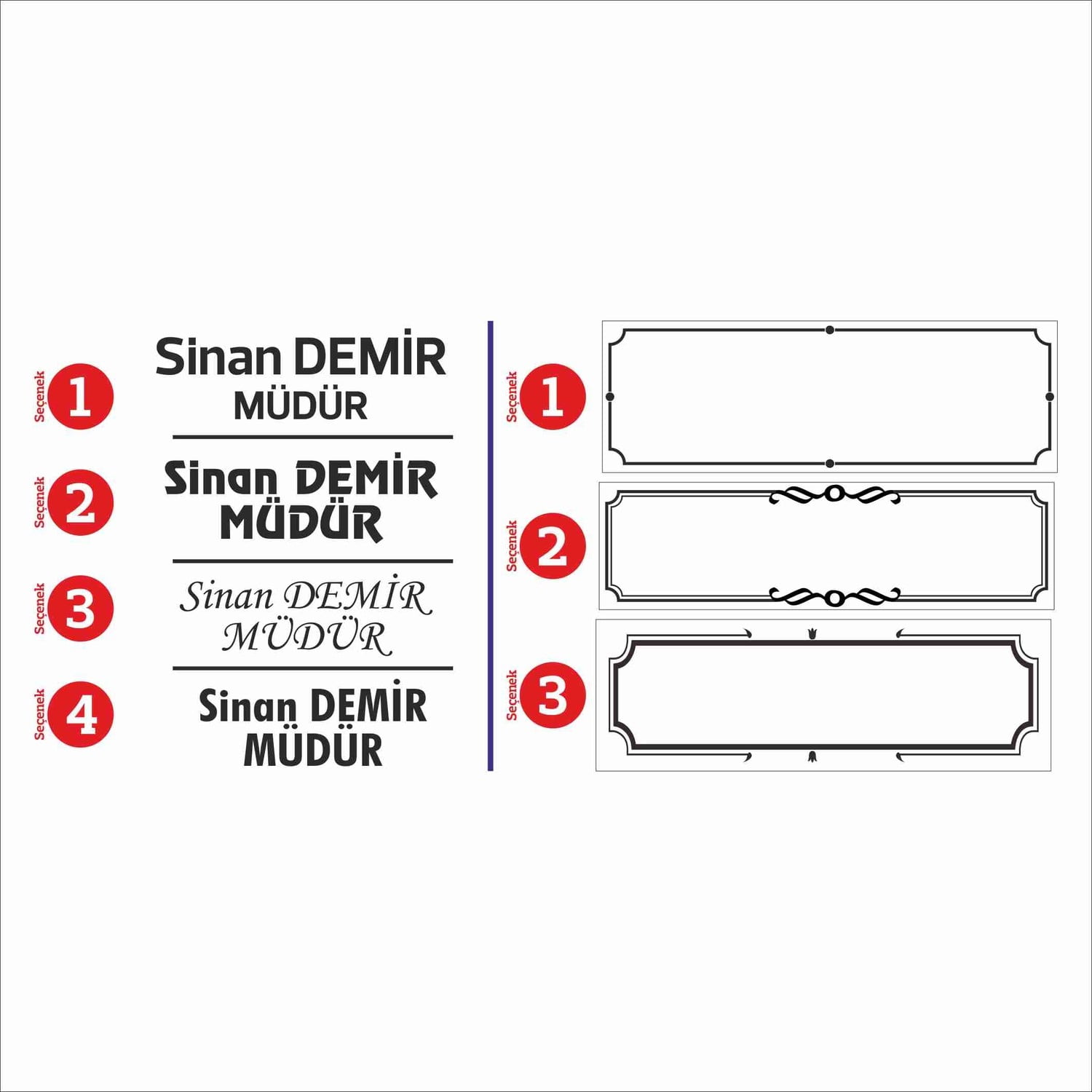 Kristal Siyah Cam Masa İsimliği Tutacaklı - 15x30 cm 2 Masa Isimligi Secenek