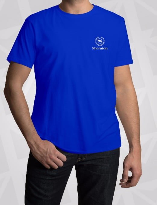 Pamuklu Renkli Bisiklet Yaka Tişört 7 Mavi Subrem Kumas Tisort