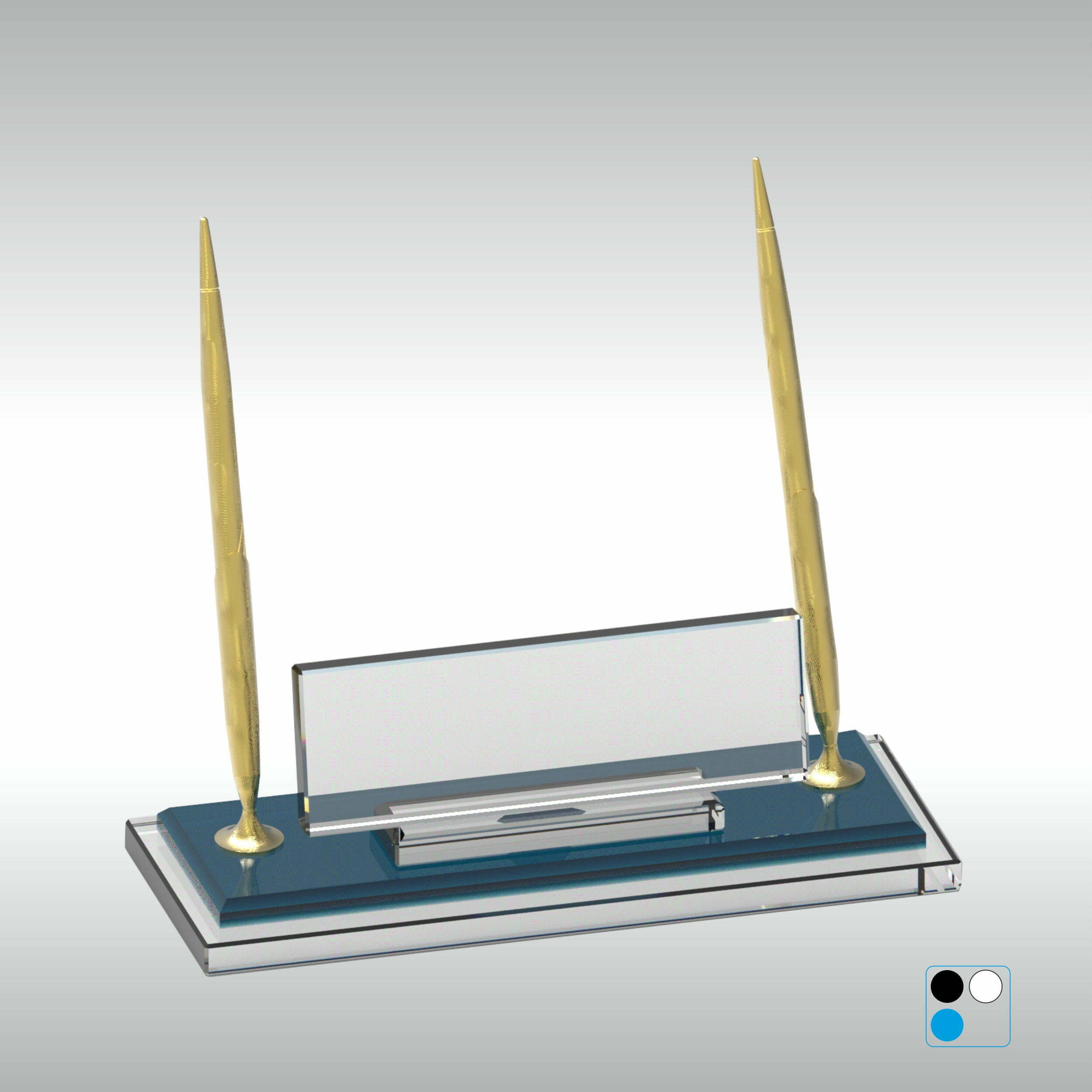 Kristal Masa İsimliği - Şeffaf Mavi Cam 9X22 cm 1 Mst 012