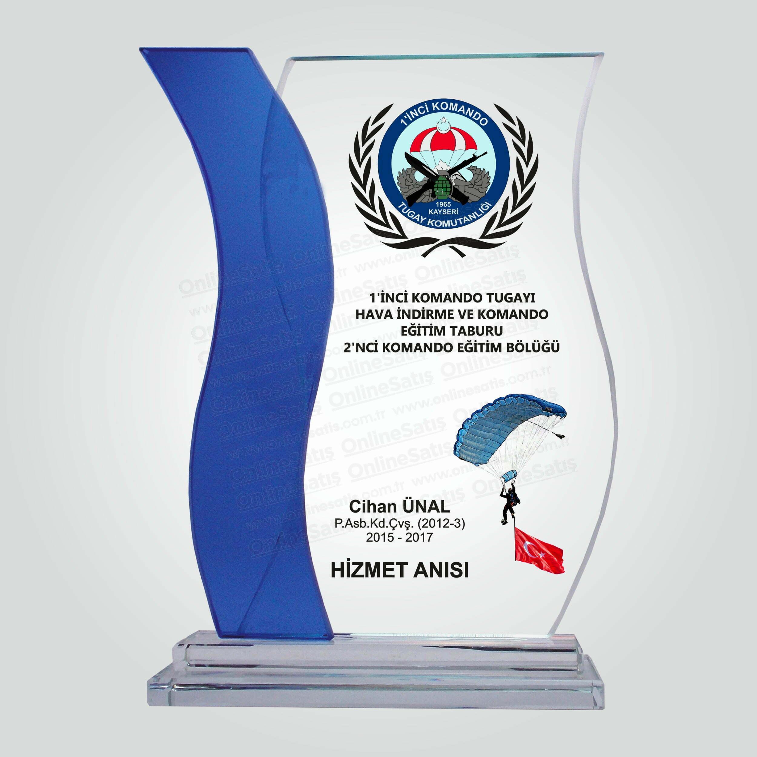 Classic Shop 79 Askeri Komando Hizmet Anısı Kristal Plaket ŞLT-08