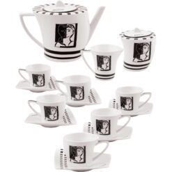 Picasso Porselen Çay Seti 9 Parça ( Şekerlik, Demlik, Fincan Takımı)
