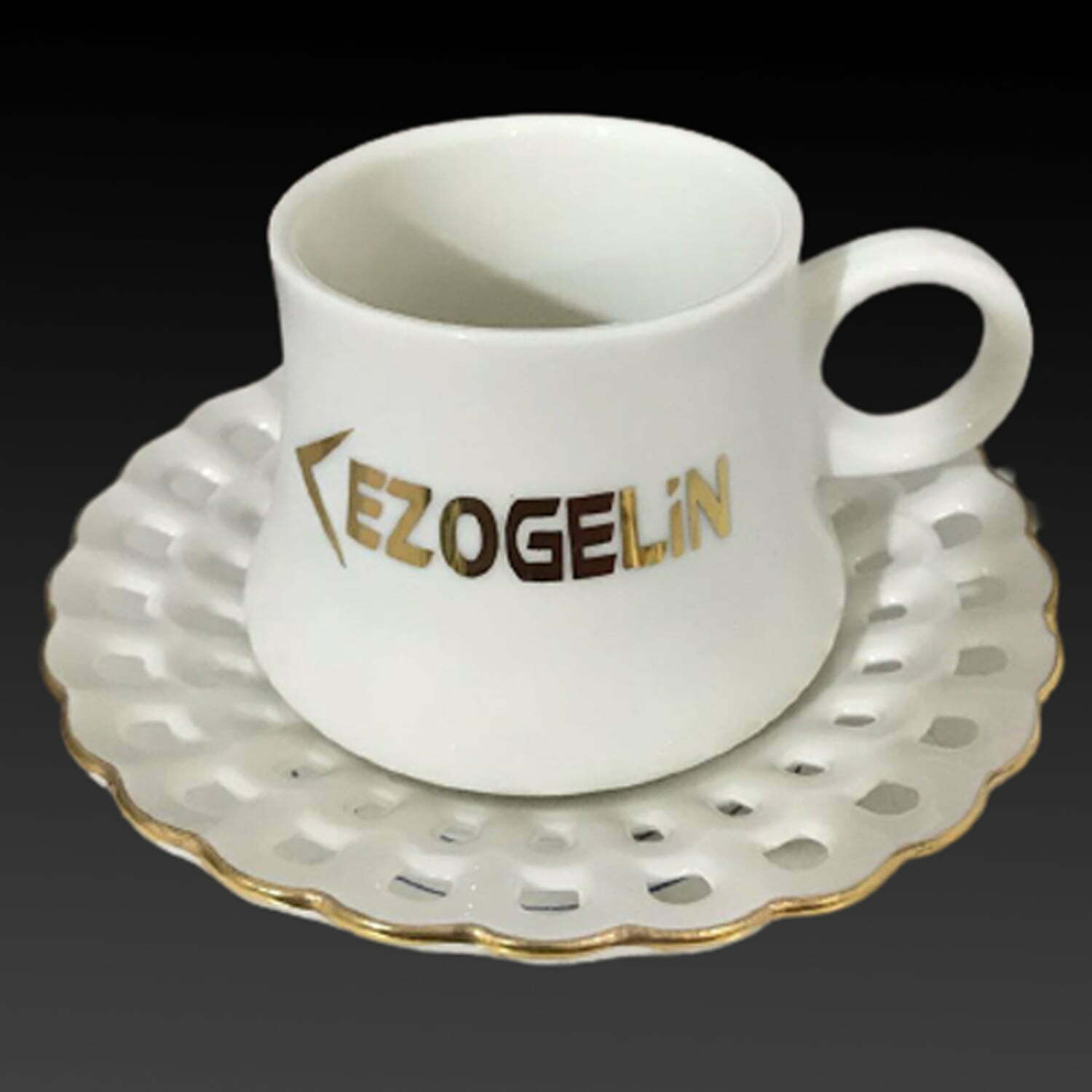 Altın Yaldızlı Porselen Kahve Fincanı Takımı