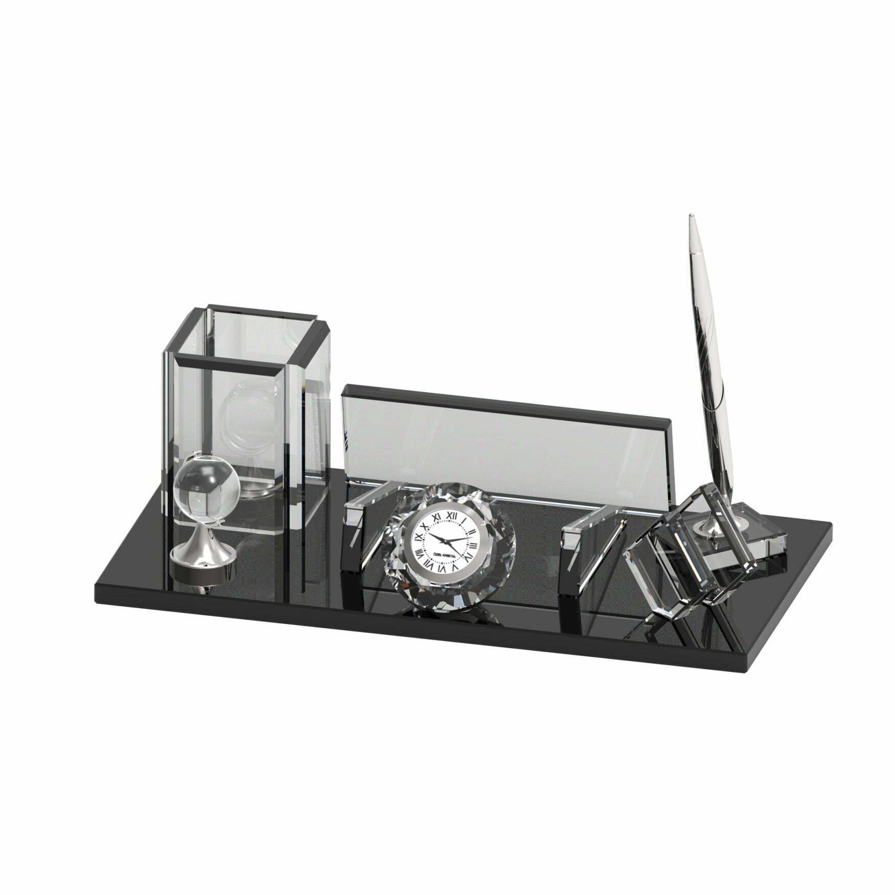 Kristal Siyah Cam Ekonomik Masa İsimliği - 15x30 cm 1 Prt001 1