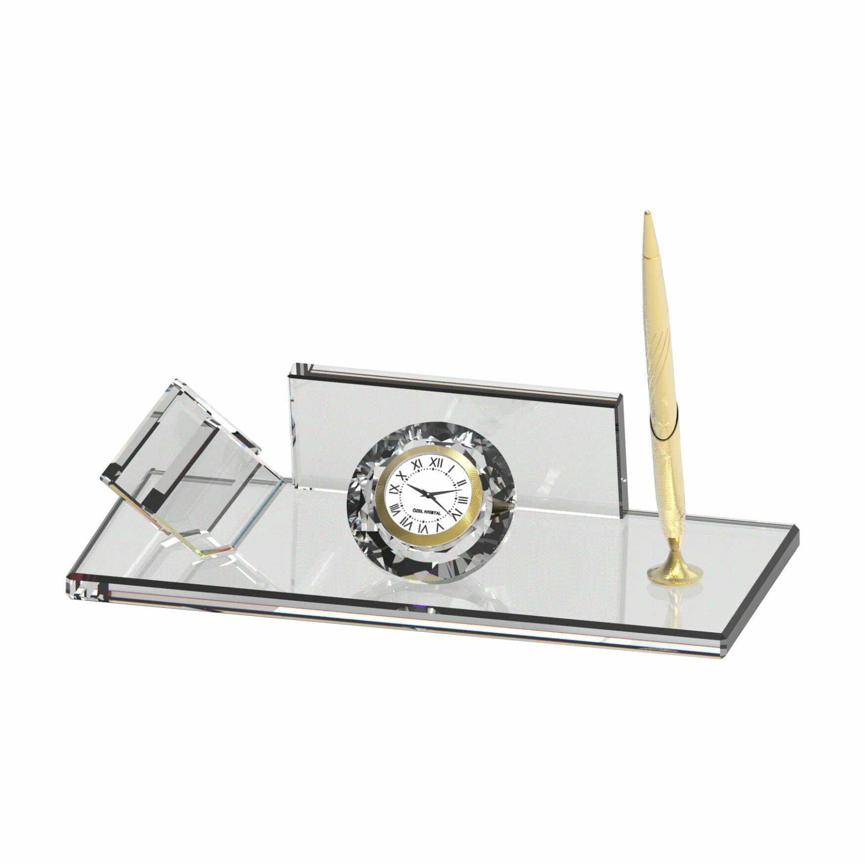 Kristal Şeffaf Gold Ekonomik Masa İsimliği - 11x24 cm 1 Prt032 1