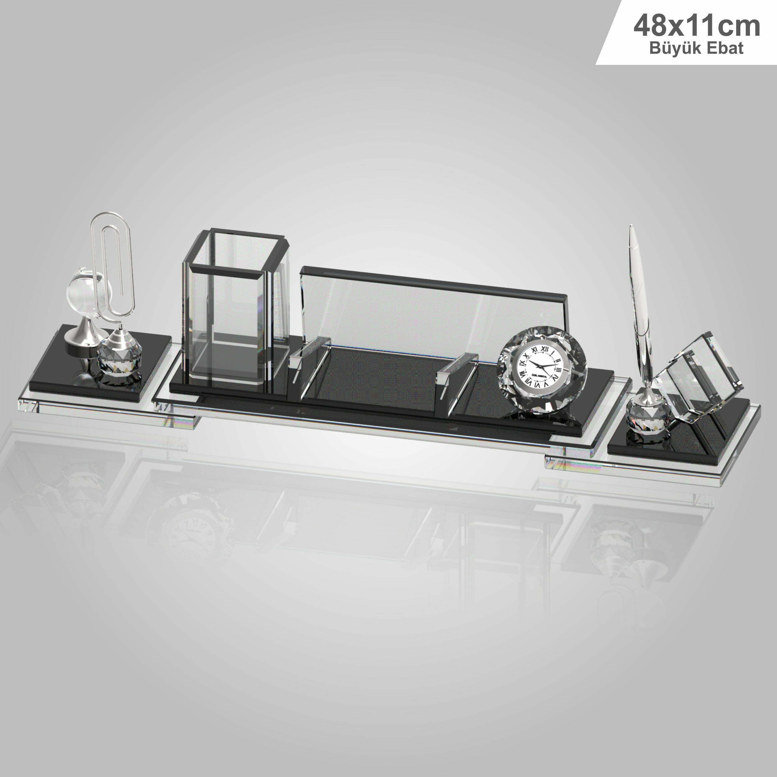 Kristal Masa İsimliği - Siyah Cam 11X48 CM 1 Prt059