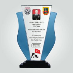 Askeri Hizmet Anısı Fotoğraflı Kristal Cam Plaket ŞLT-105